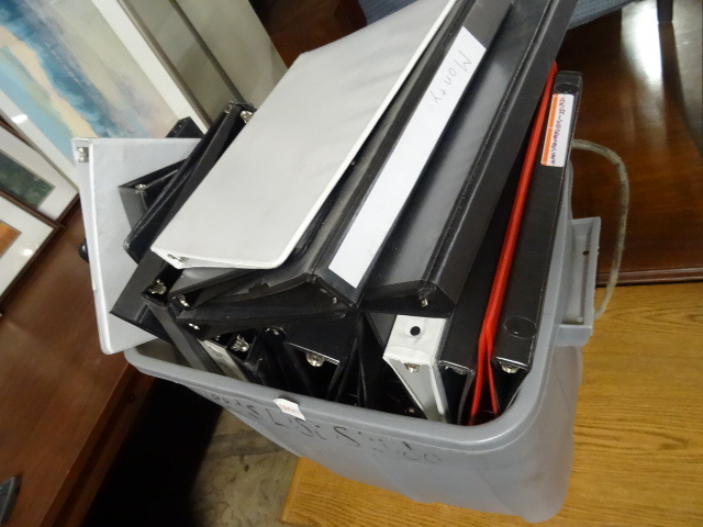 lot 74 image: Bin Full of 3 Ring Binders