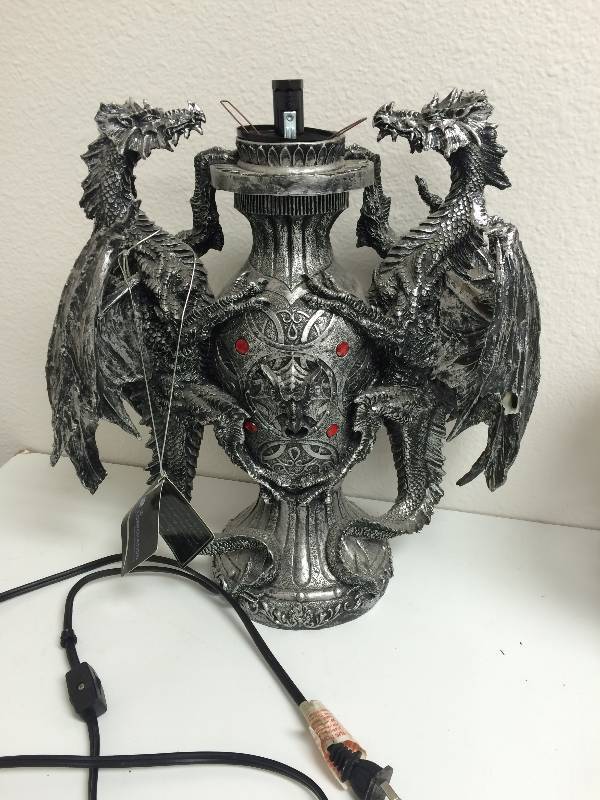 Lamps and Steel Skull Wall Hanging