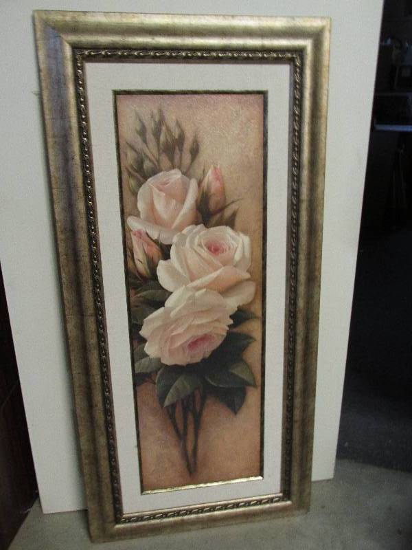 lot 23 image: large rose framed painting 20 wid...