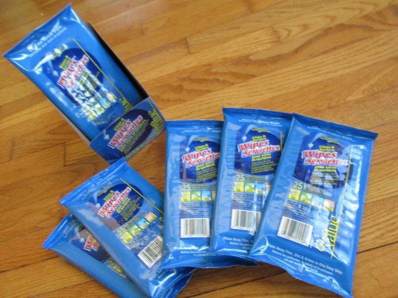 6 packs glass and surface wipes...