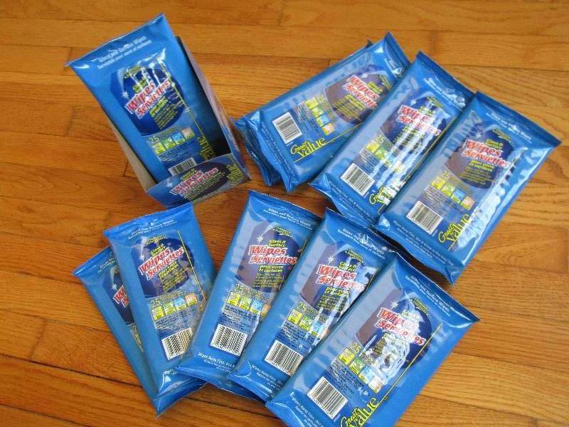 10 packs glass and surface wipes...