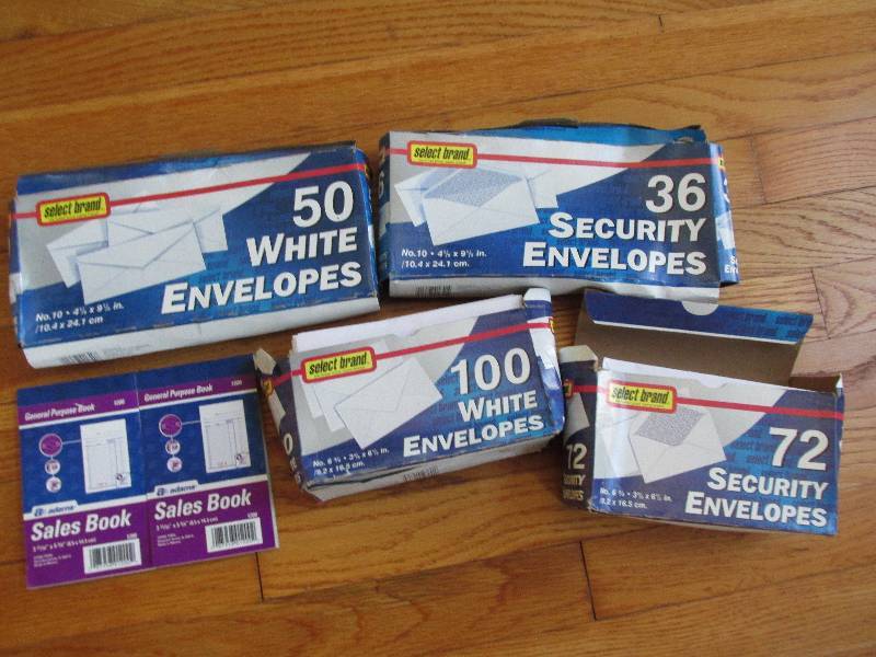Assorted envelopes and sales books...
