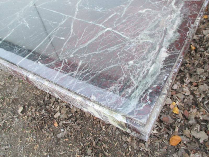 Marbleized table, the sides are rea...