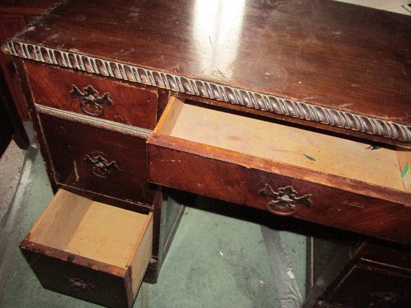 lot 9 image: All wood desk, 40 x 19 and 30 tal...