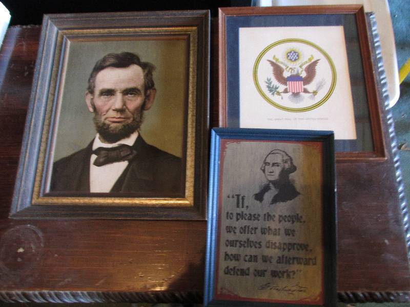 lot 37 image: Patriotic framed art...