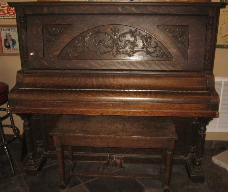 lot 12 image: Tiger Oak Piano Schaeffer Chicago