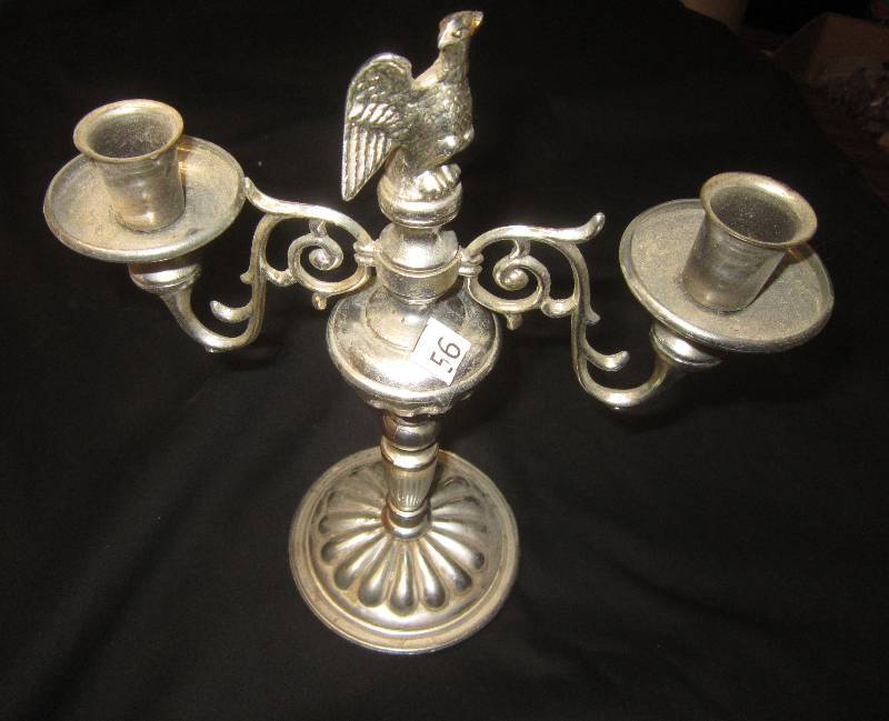 lot 56 image: Silver Eagle Double Candlestick Holder