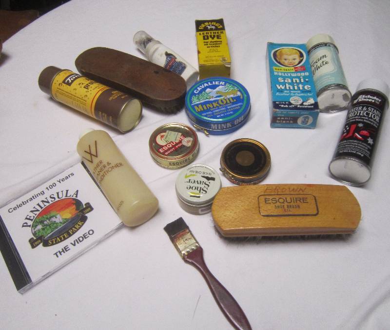 lot 143 image: LOT - Shoe Polish, Brushes, Leather Dyes, ETC