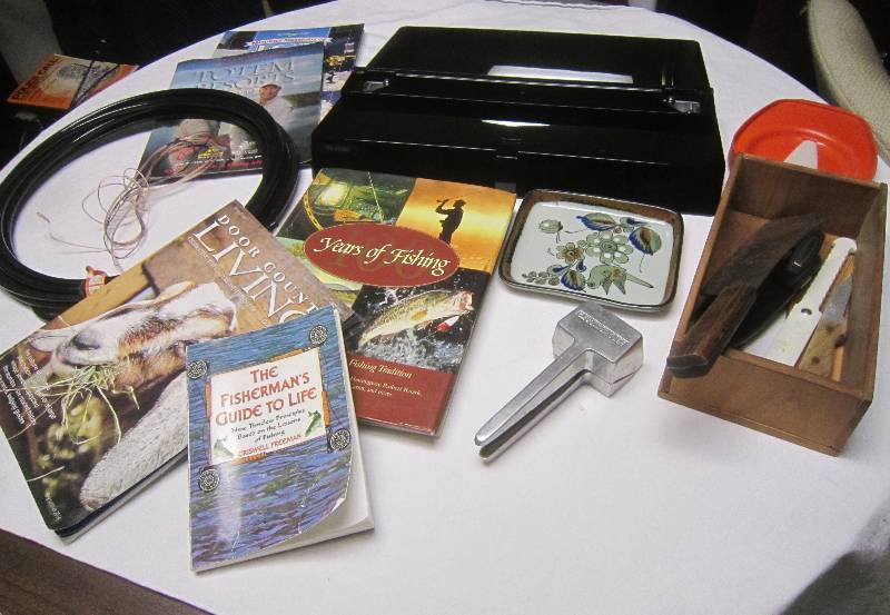 lot 178 image: LOT - Computer Stand, Ice Crusher, Books, Cleaver, Can Opener, ETC
