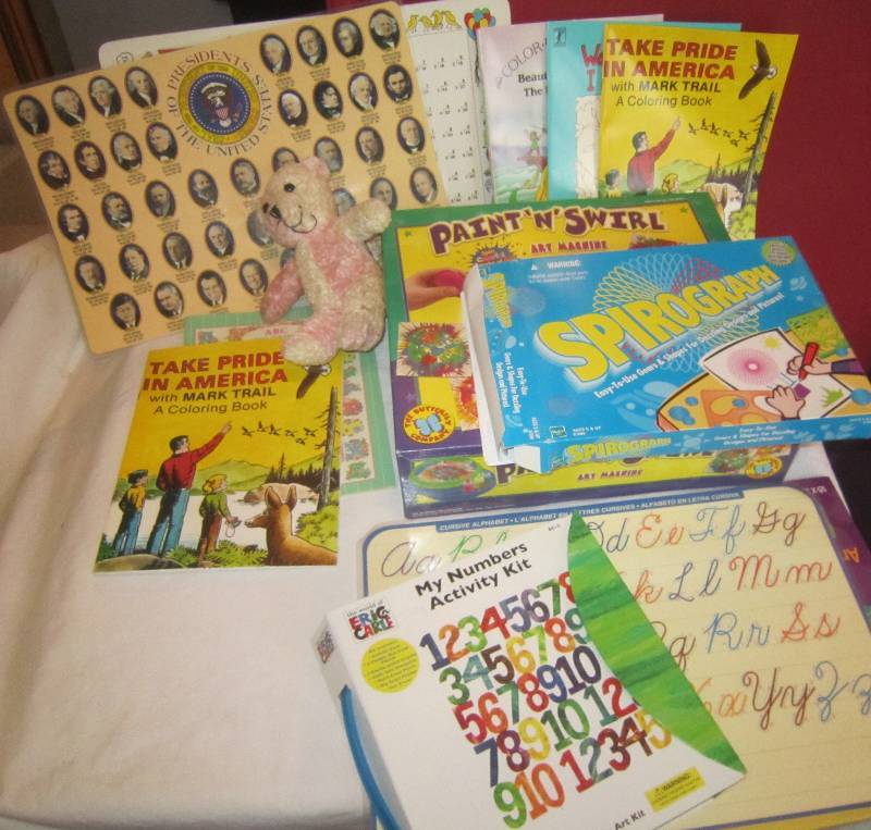 lot 184 image: LOT - Toys, Paint and Swirl, Spirograph, Placemats, Coloring Books, Games, ETC