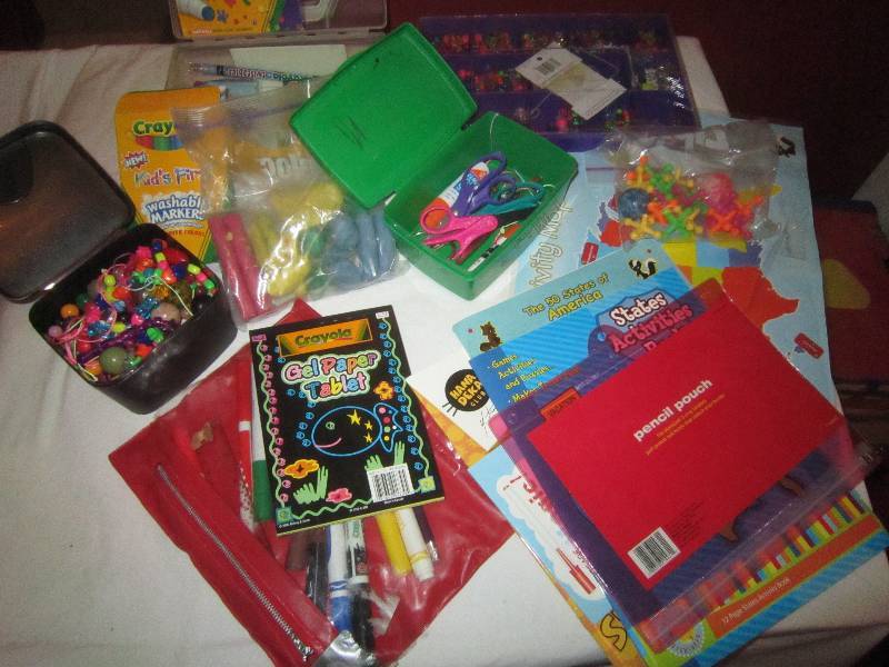 lot 194 image: LOT - Crafts Bead, Clay, Stampers, Scissors, Jacks, Markers, ETC