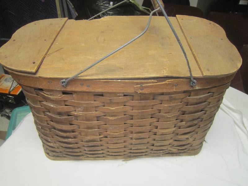 lot 212 image: Antique Picnic Basket- Over 80 years Old