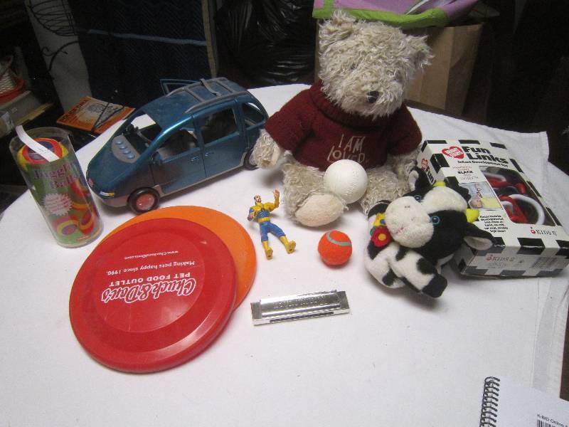 lot 229 image: LOT - Toys, Car Frisbees, Bear, Juggling Balls