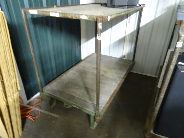 lot 98 image: 2 Wheeled Shop Cart. 2 Tier