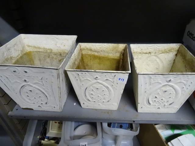 lot 211 image: 3 Vintage Tin Planters