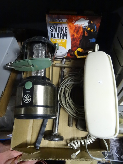 lot 224 image: Telephone, GE Lantern, Smoke Alarm