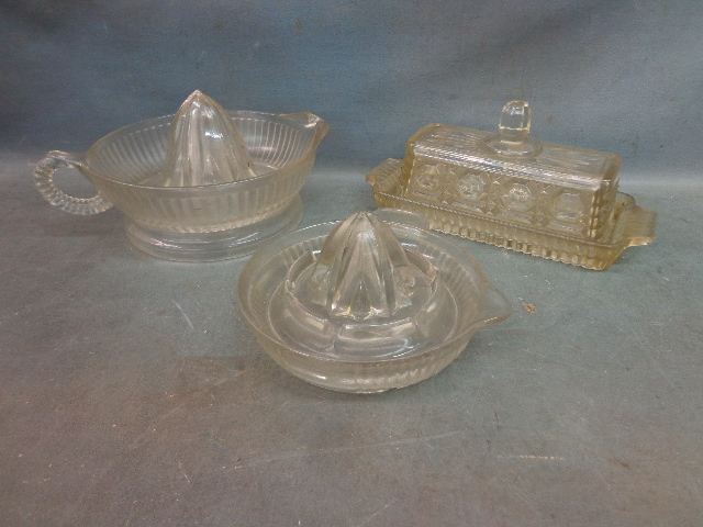 lot 115 image: Juicers & Butter Dish Glassware
