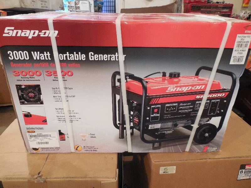 lot 1 image: New in box - Snap-on 3,000-Watt Gasoline Powered Portable Generator