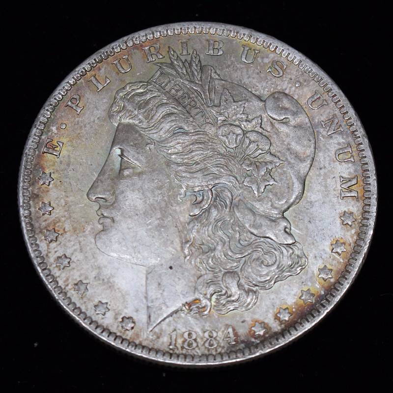 1884-O Morgan Silver Dollar Au Details with Toning