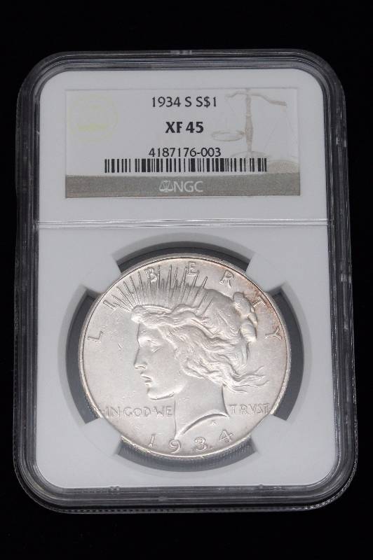 1934-S Peace Silver Dollar NGC XF45