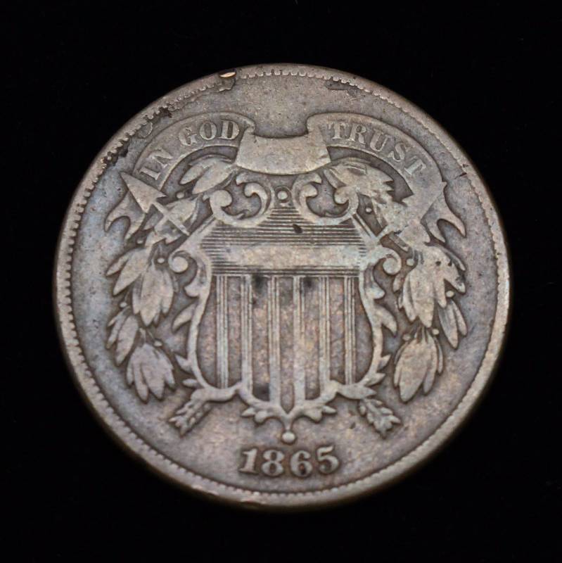 1865 Two Cent Coin F Details