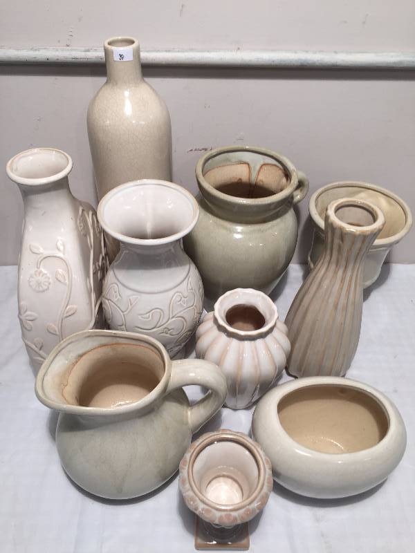 VASES, PITCHER AND BOWL