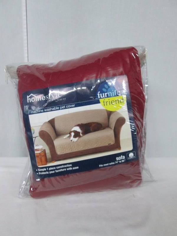 Sure Fit Quilted Duck Pet Sofa Cover - Red