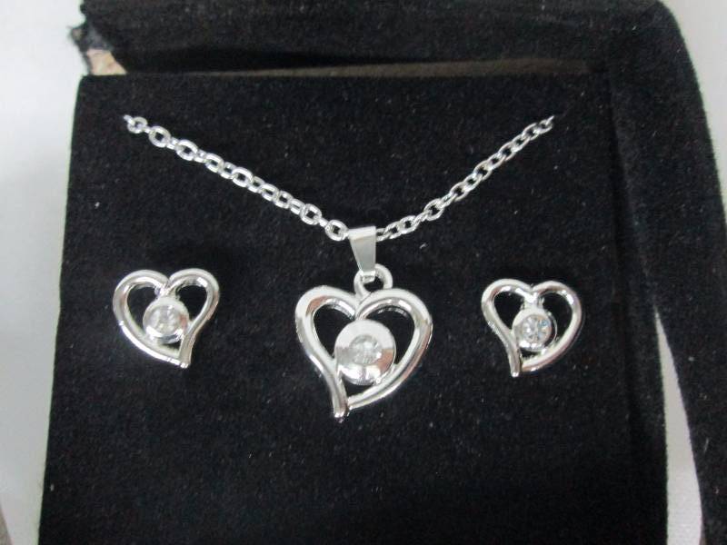 Heart Shaped Pendant and Earrings