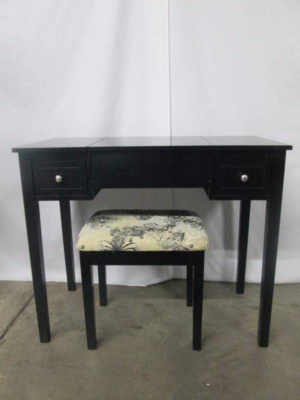Black Vanity and Bench Set