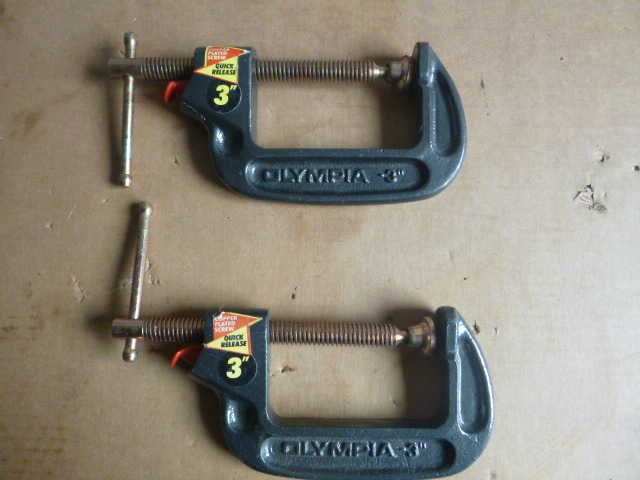 lot 65 image: 2 Olympia Quick Release C-Clamps.