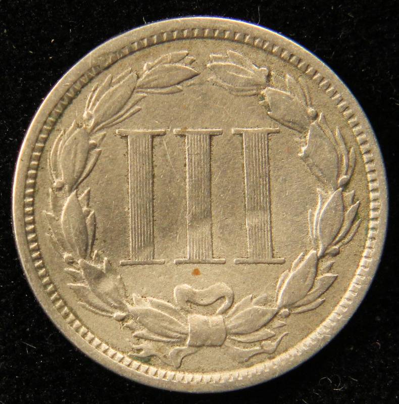 1874 3 CENT NICKEL FINE DETAILS BENT