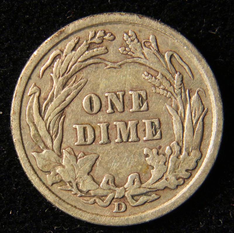 1911 D BARBER SILVER DIME VF