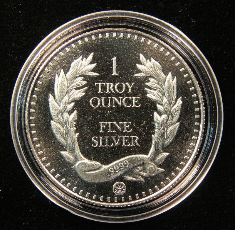 1 TROY Oz. .9999 FINE SILVER INDIAN ROUND IN AIRTITE HOLDER