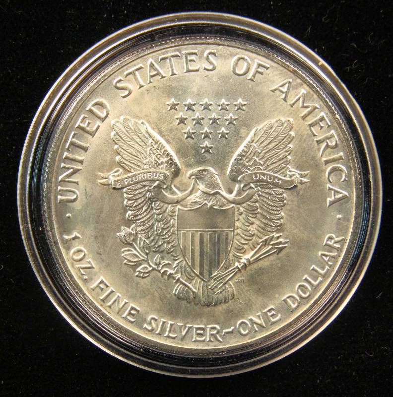 1991 AMERICAN SILVER EAGLE 1 TROY OZ. .999 FINE SILVER DOLLAR IN AIRTITE CAPSULE