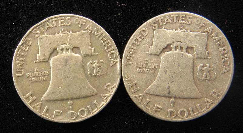 GROUP OF 2 FRANKLIN SILVER HALF DOLLARS AS PICTURED