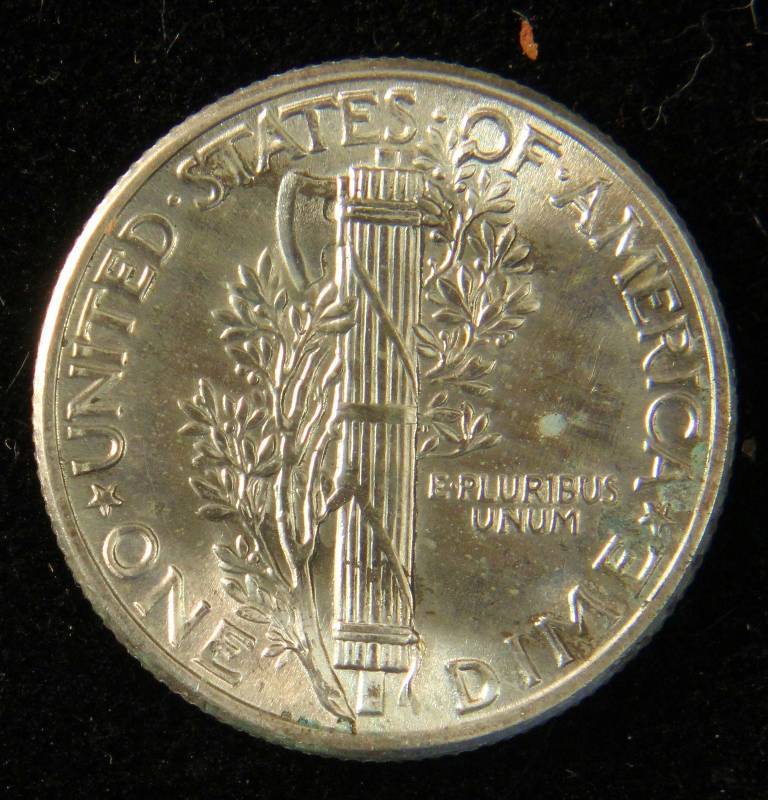 1944 MERCURY SILVER DIME AU