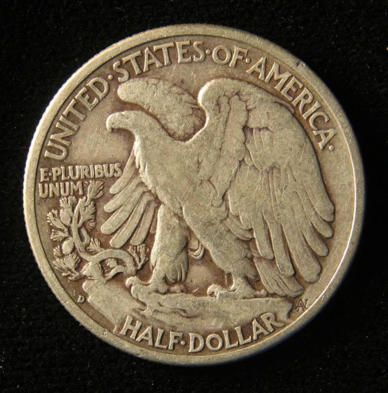 1939 D WALKING LIBERTY SILVER HALF DOLLAR VF