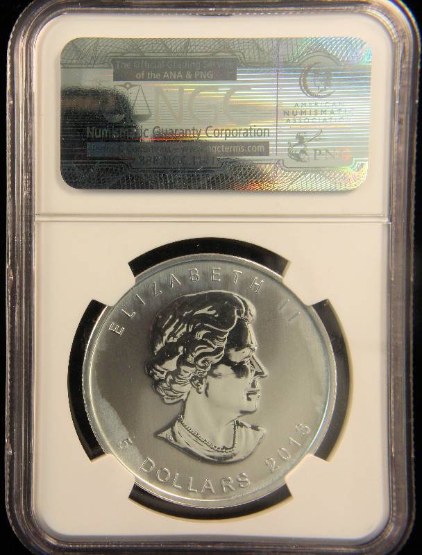 2013 CANADA MAPLE LEAF $5 25TH ANNIVERSARY 1 TROY Oz. .9999 FINE SILVER NGC MS69