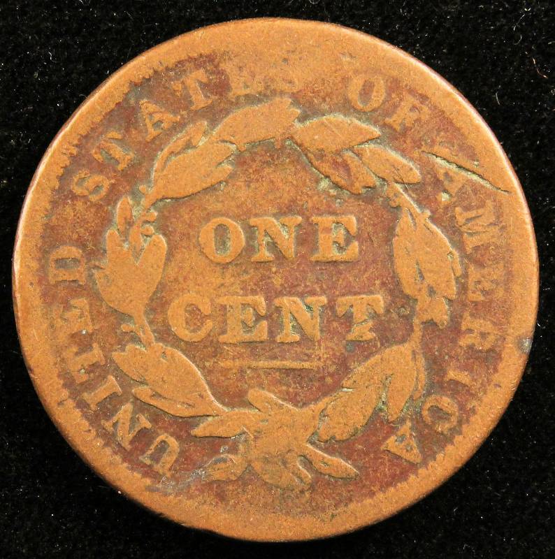 1838 US LARGE CENT VG DETAILS