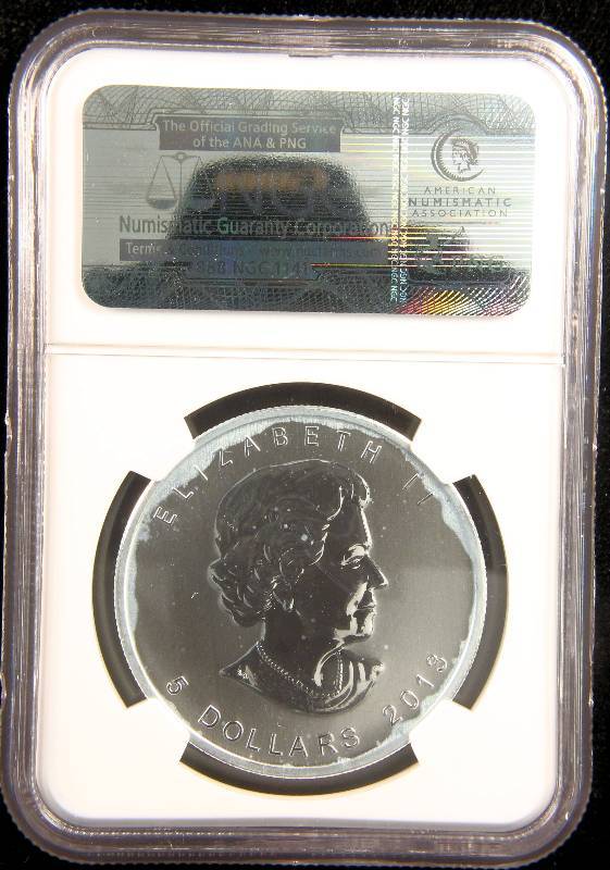 2013 CANADA MAPLE LEAF $5 25TH ANNIVERSARY 1 TROY Oz. .9999 FINE SILVER NGC MS69