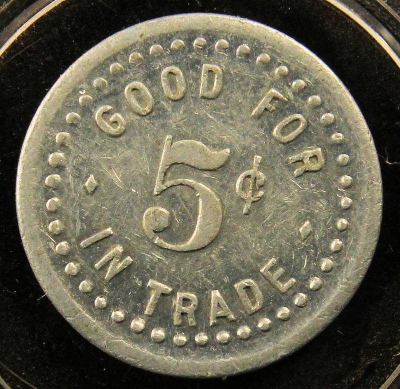 JOHN NAGELI MANTORVILLE MINNESOTA GOOD FOR 5 CENTS TRADE TOKEN