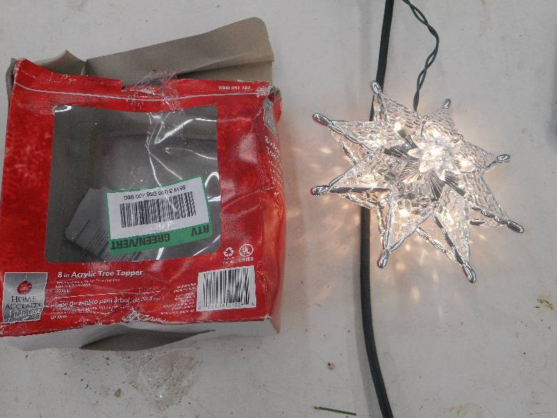 lot 26 image: Home Accents 8in LED Color Changing Crystal STAR Tree Topper