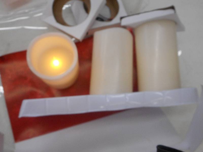 lot 40 image: HOME ACCENTS HOLIDAY SET OF THREE LED CANDLES WITH TIMER