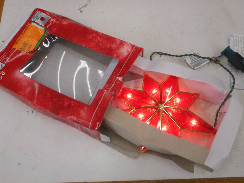 lot 54 image: HOME ACCENTS HOLIDAY  RED ACRYLIC TREE TOPPER STAR