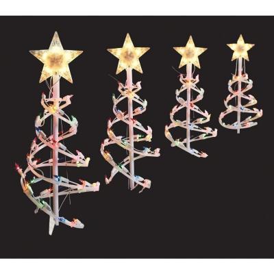lot 42 image: 18 in. Multi-Color Spiral Tree Pathway Lights