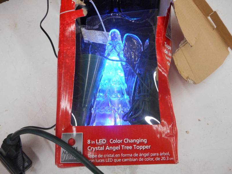 lot 55 image: Home Accents 8in LED Color Changing Crystal Angel Tree Topper