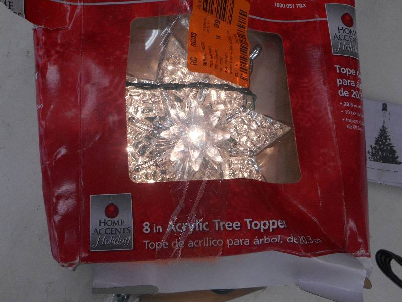 lot 57 image: Home Accents 8in LED Color Changing Crystal STAR Tree Topper