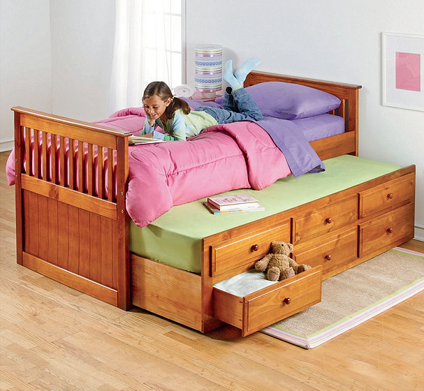 lot 14 image: McLeland Design Captains Bed with Trundle & Storage Drawers