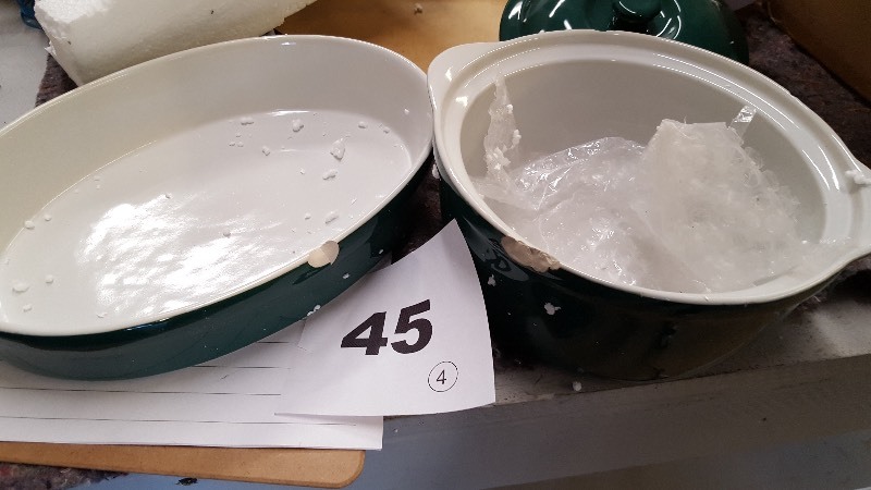 lot 45 image: 3 Piece Ceramic Ovenware Set Green