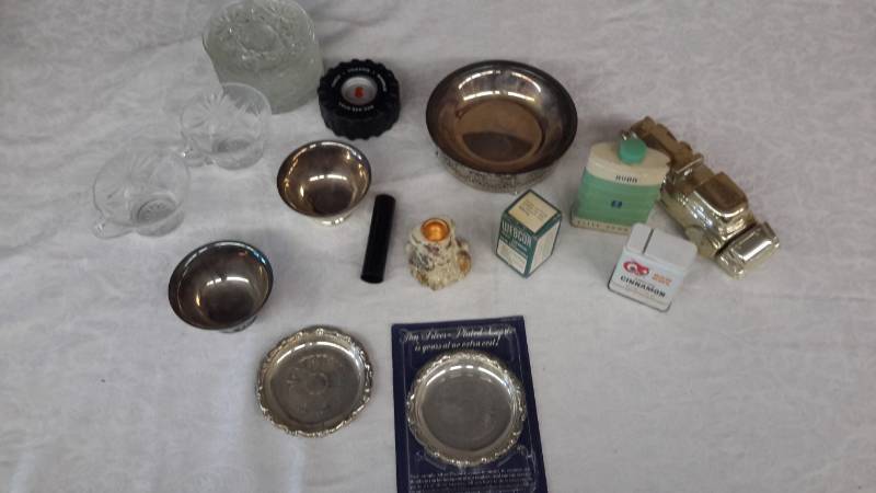 Collectibles, silver plated dishes